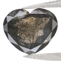 1.45 CT Natural Loose Heart Shape Diamond Salt And Pepper Heart Rose Cut Diamond 6.45 MM Black Grey Color Heart Rose Cut Diamond QL1943