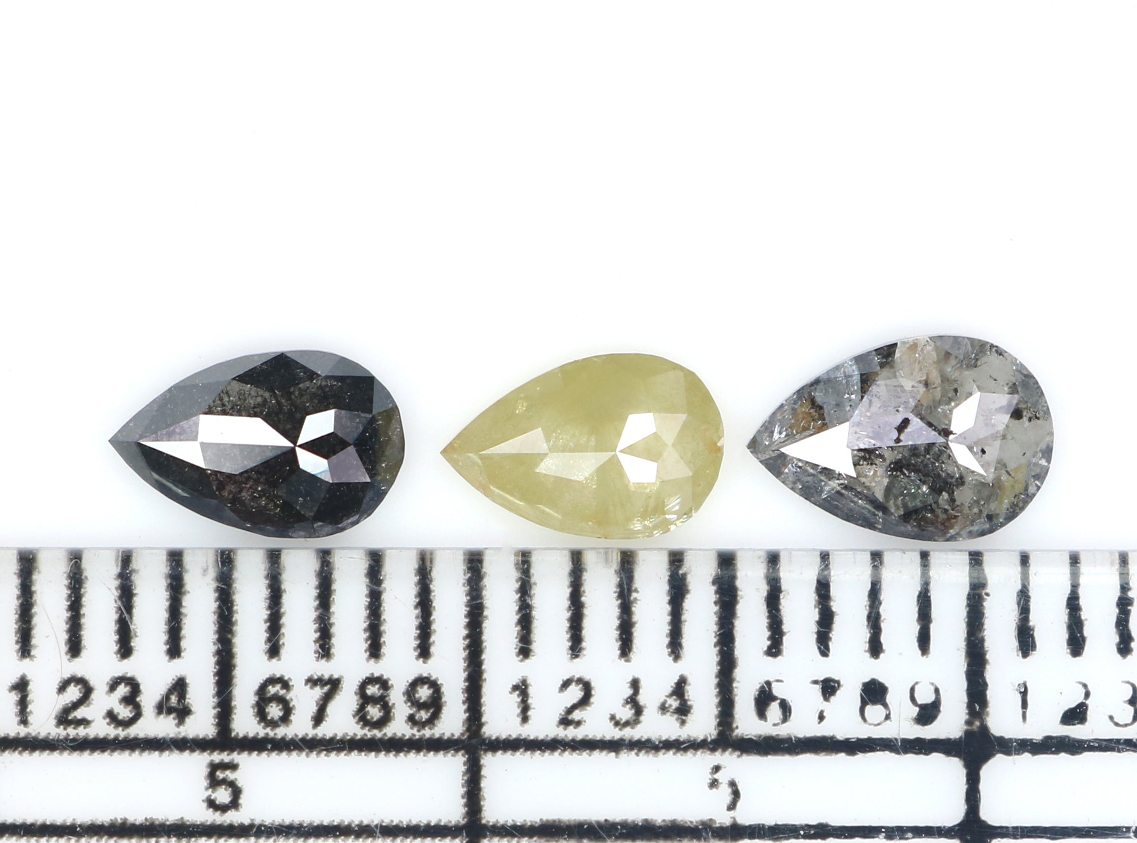 1.04 CT Natural Loose Pear Shape Diamond Salt And Pepper Pear Diamond 6.20 MM Natural Loose Black Grey Color Pear Rose Cut Diamond LQ2750