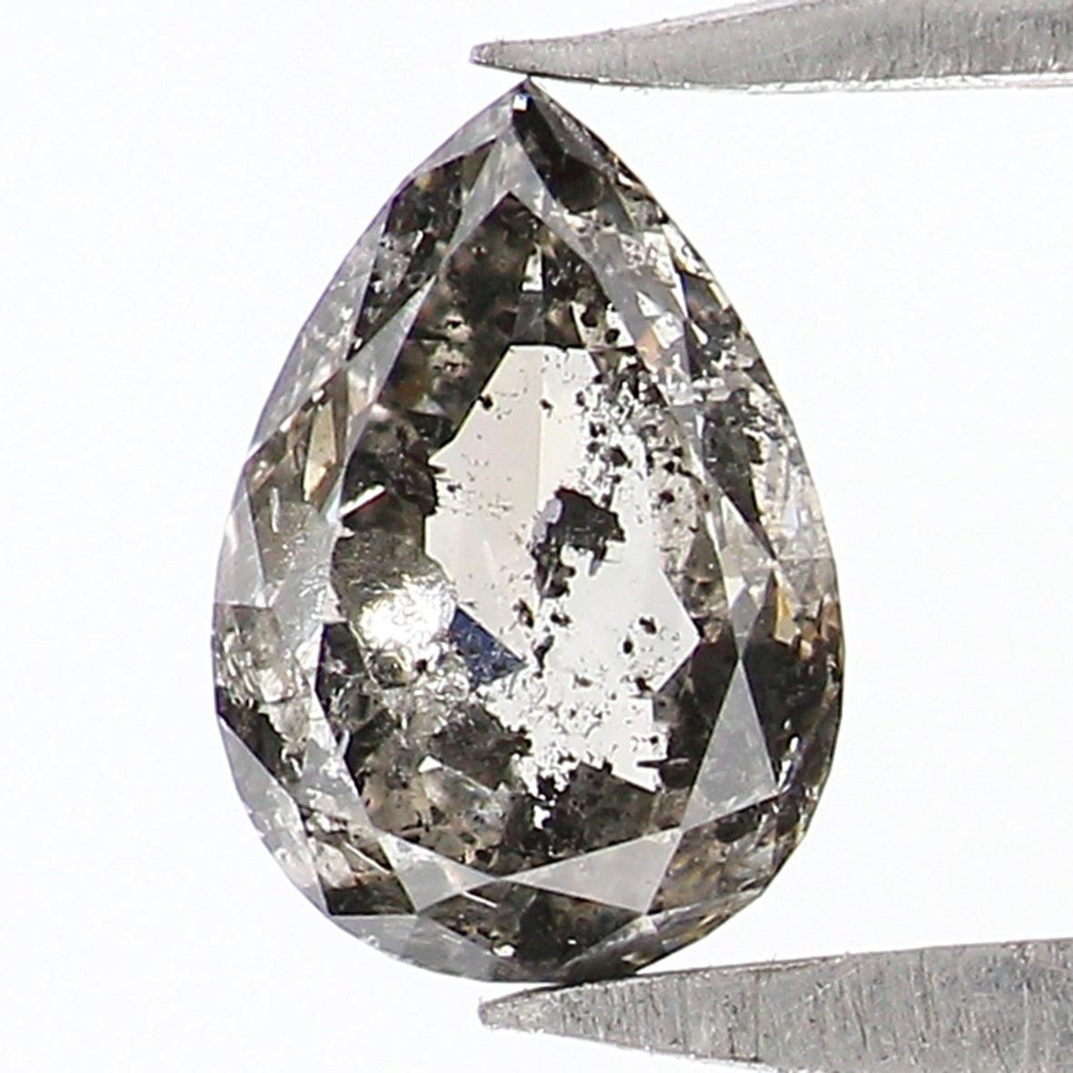 0.38 CT Natural Loose Pear Shape Diamond Salt And Pepper Pear Rose Cut Diamond 5.55 MM Black Grey Color Pear Shape Rose Cut Diamond LQ1961