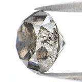 Natural Loose Round Salt And Pepper Diamond Black Grey Color 1.51 CT 6.60 MM Round Brilliant Cut Diamond KDL8399