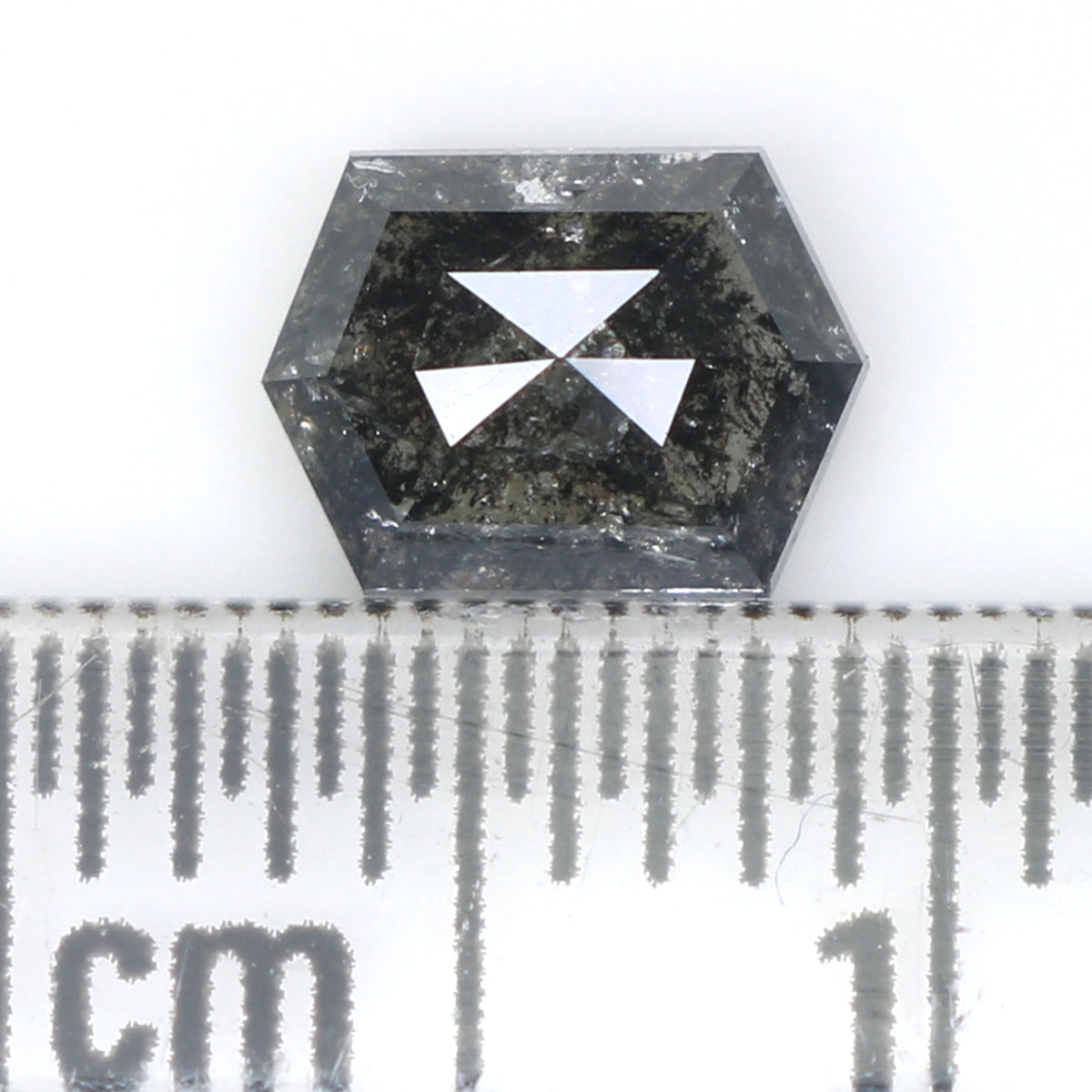 0.83 CT Natural Loose Hexagon Shape Diamond Salt And Pepper Hexagon Shape Diamond 6.50 MM Black Grey Color Hexagon Rose Cut Diamond QL1503