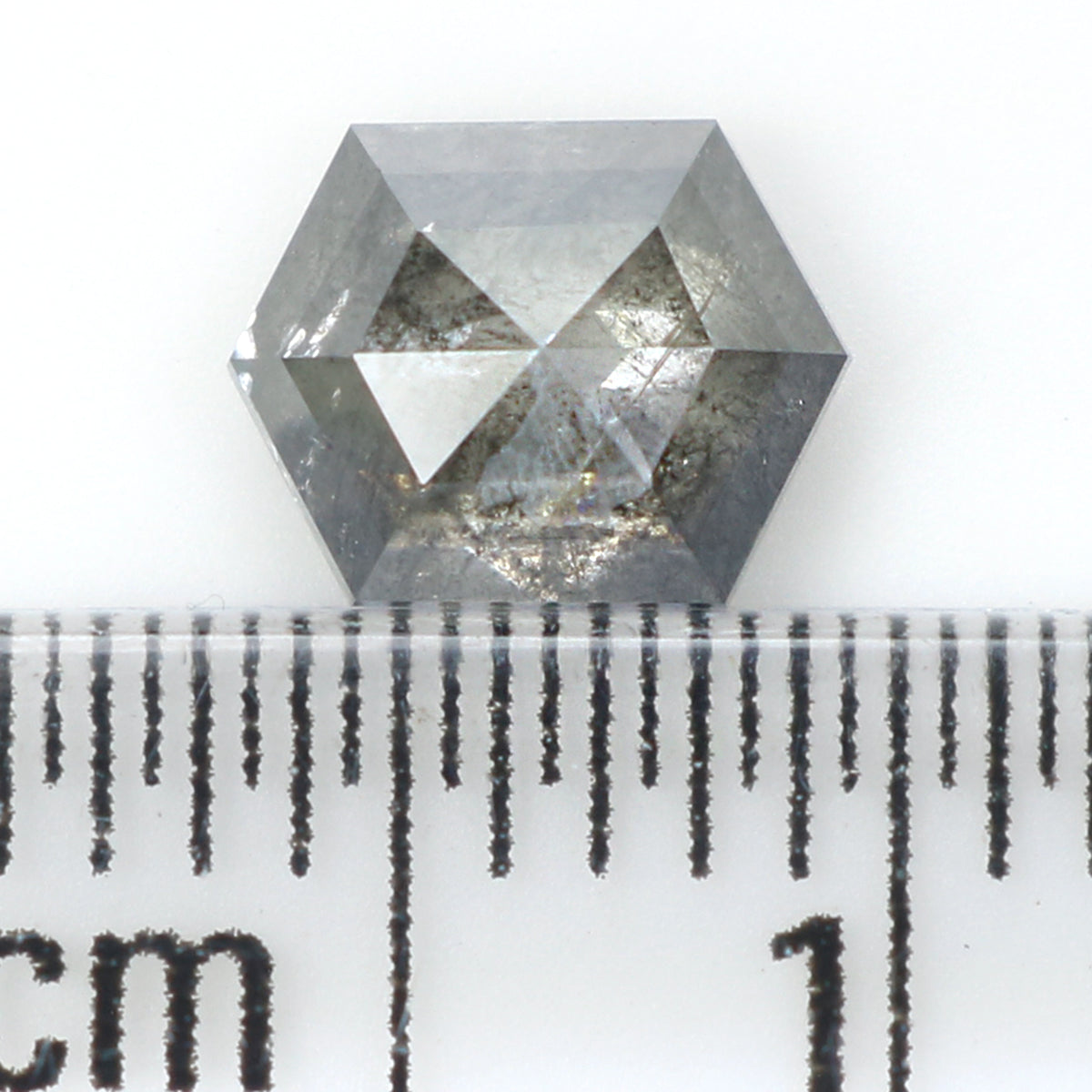 0.77 CT Natural Loose Hexagon Shape Diamond Salt And Pepper Hexagon Cut Diamond 6.30 MM Natural Black Grey Hexagon Rose Cut Diamond LQ1541