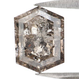 Natural Loose Hexagon Salt And Pepper Diamond Black Grey Color 1.79 CT 8.27 MM Hexagon Shape Rose Cut Diamond KDL2546