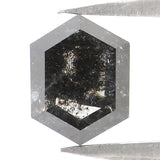Natural Loose Hexagon Salt And Pepper Black Grey Color Diamond 1.43 CT 7.65 MM Hexagon Shape Rose Cut Diamond KDL2704
