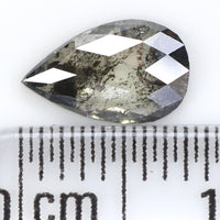 Natural Loose Pear Salt And Pepper Diamond Black Grey Color 0.62 CT 8.20 MM Pear Shape Rose Cut Diamond KDL1574