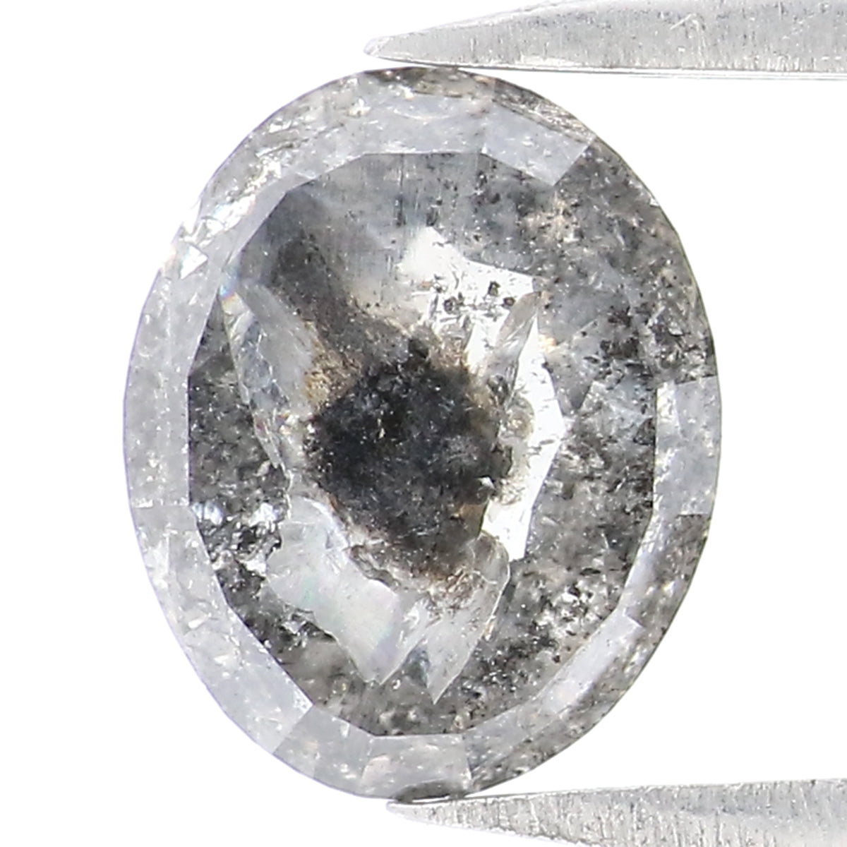 1.03 CT Natural Loose Oval Shape Diamond Salt And Pepper Oval Diamond 7.30 MM Natural Diamond Black Grey Color Oval Rose Cut Diamond LQ2208