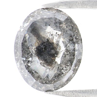 Natural Loose Oval Salt And Pepper Diamond Black Grey Color 1.03 CT 7.31 MM Oval Shape Rose Cut Diamond L2208