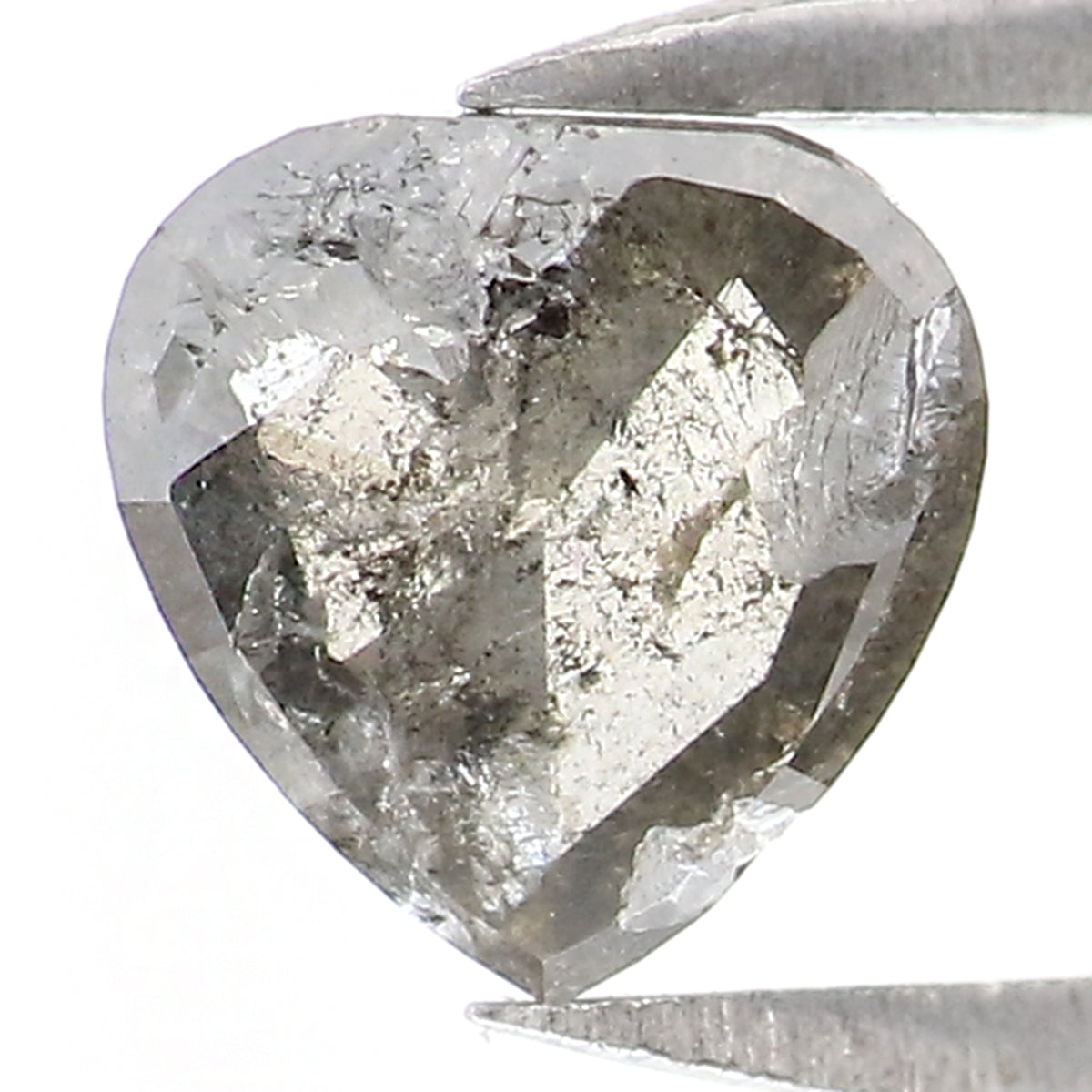 0.66 CT Natural Loose Heart Shape Diamond Salt And Pepper Heart Diamond 5.50 MM Natural Loose Black Grey Color Heart Shape Rose Cut QL8267