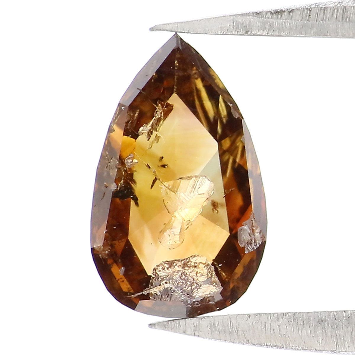 1.00 CT Natural Loose Pear Shape Diamond Brown Champagne Color Pear Cut Diamond 8.80 MM Natural Brown Diamond Pear Rose Cut Diamond LQ6177