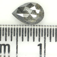 Natural Loose Pear Salt And Pepper Diamond Black Grey Color 0.39 CT 5.85 MM Pear Shape Rose Cut Diamond L1182
