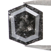 0.89 CT Natural Loose Hexagon Shape Diamond Salt And Pepper Hexagon Diamond 6.35 MM Black Grey Color Hexagon Shape Rose Cut Diamond QL2163