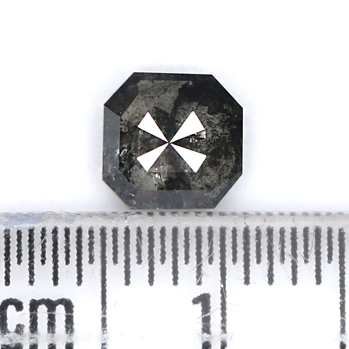 0.86 CT Natural Loose Emerald Shape Diamond Salt And Pepper Emerald Diamond 5.90 MM Black Grey Color Emerald Shape Rose Cut Diamond LQ6485