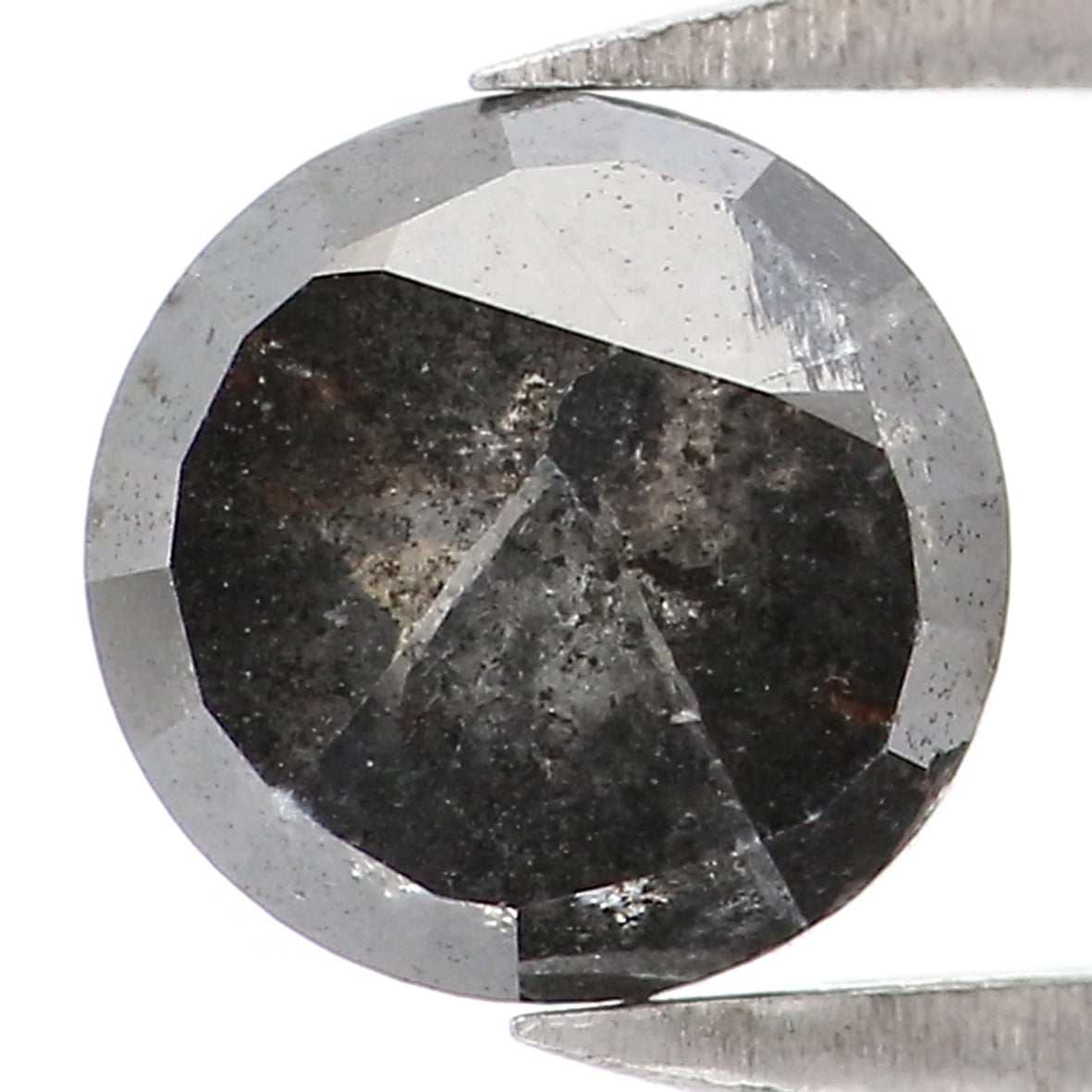 1.06 Ct Natural Loose Round Rose Cut Diamond Salt and Pepper Round Shape Diamond 5.80 MM Natural Black Gray Color Rose Cut Diamond KQ2092