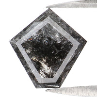 Natural Loose Pentagon Salt And Pepper Diamond Black Grey Color 1.47 CT 8.30 MM Pentagon Shape Rose Cut Diamond L048