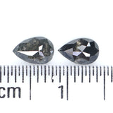 Natural Loose Pear Salt And Pepper Diamond Black Grey Color 0.67 CT 5.57 MM Pear Shape Rose Cut Diamond L2455