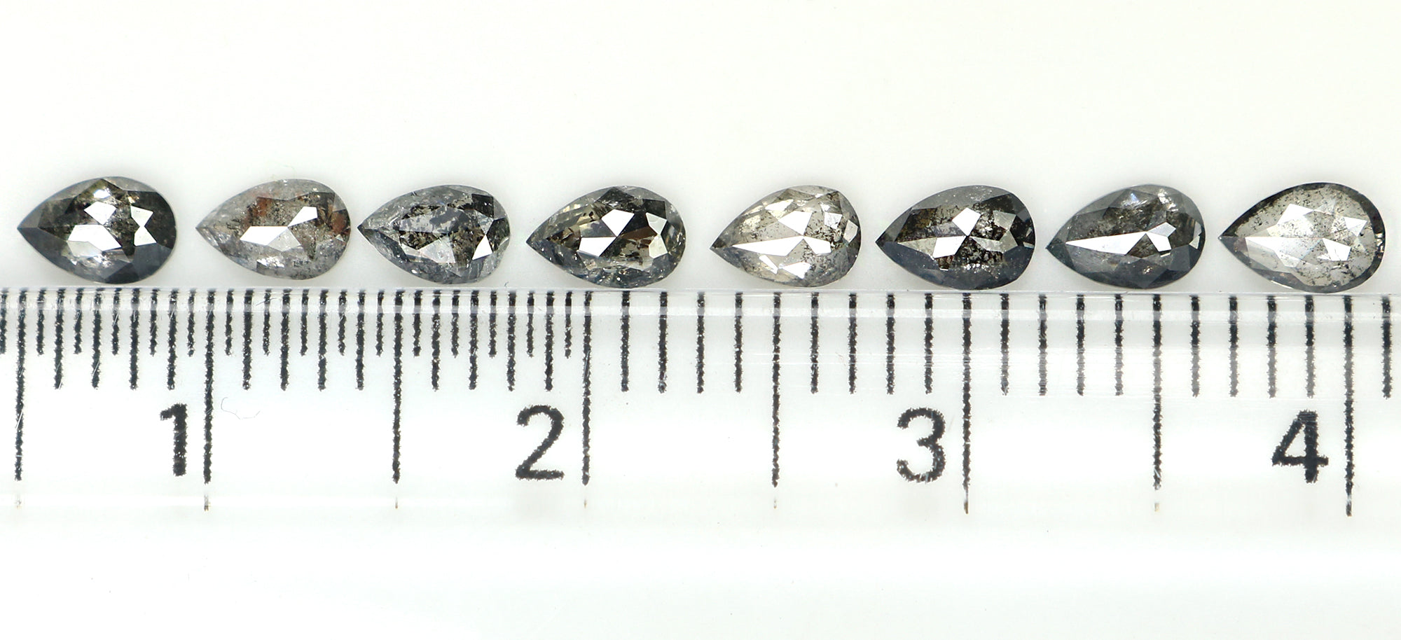 Natural Loose Pear Salt And Pepper Diamond Black Grey Color 1.00 CT 4.00 MM Pear Shape Rose Cut Diamond KDL1317