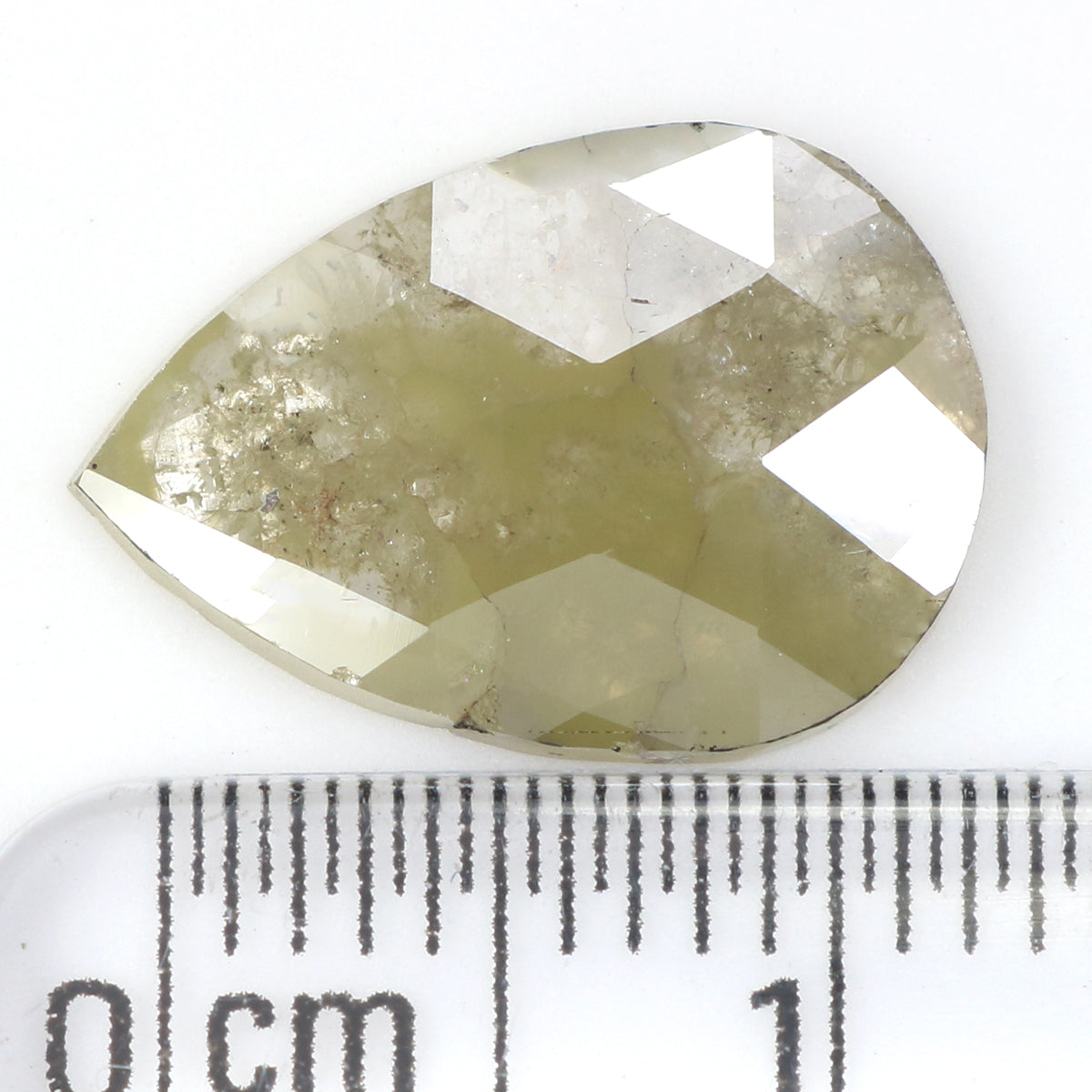 Natural Loose Pear Grey Yellow Color Diamond 2.35 CT 13.85 MM Pear Shape Rose Cut Diamond L1556