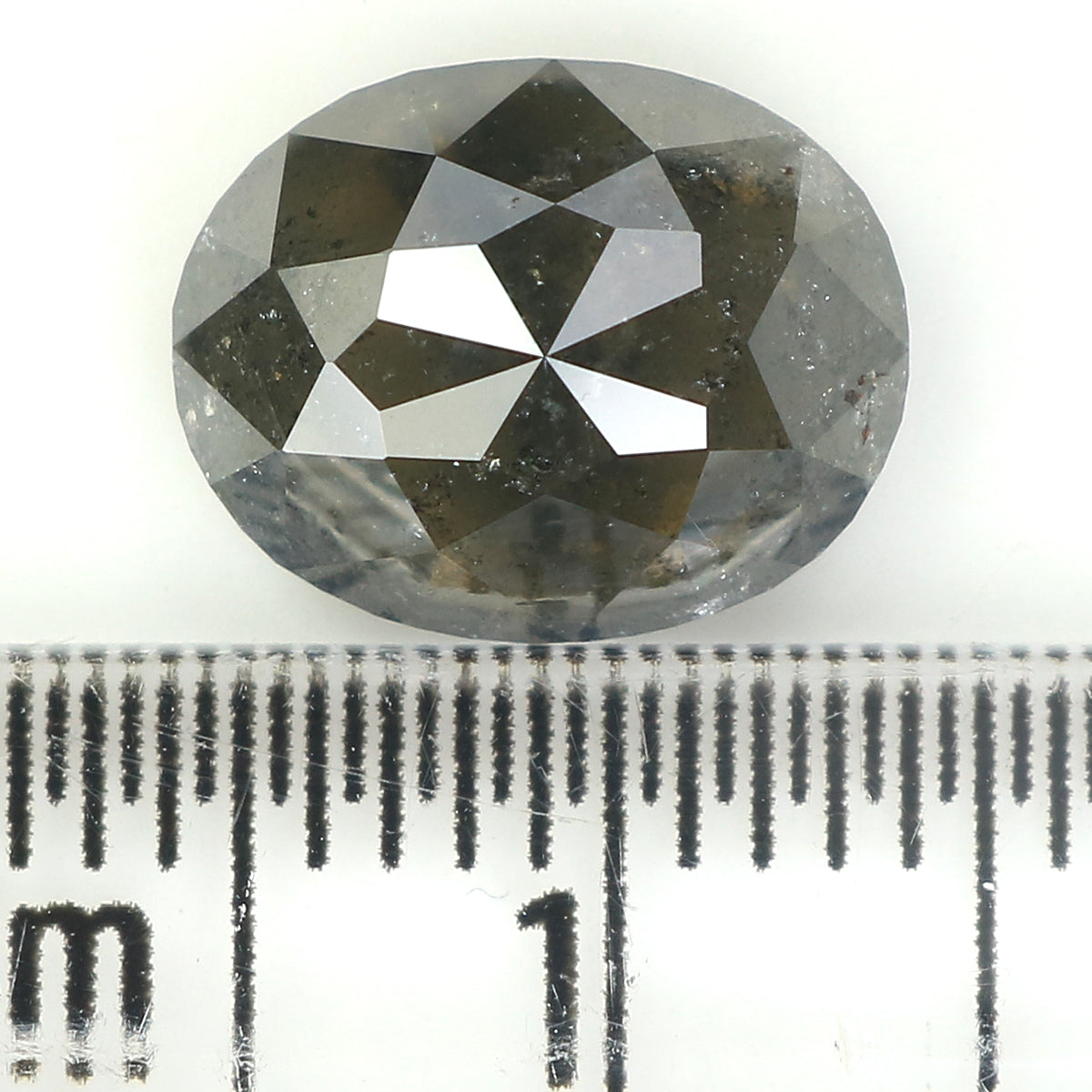 Natural Loose Oval Salt And Pepper Diamond Black Grey Color 3.09 CT 9.90 MM Oval Shape Rose Cut Diamond KDL1145