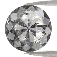 Natural Loose Round Rose Cut Salt And Pepper Diamond Black Grey Color 2.32 CT 8.54 MM Rose Cut Shape Diamond KDL2435
