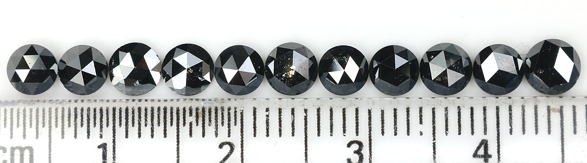 Natural Loose Round Rose Cut Diamond Black Color 2.95 CT 3.95 MM Rose Cut Shape Diamond L1753