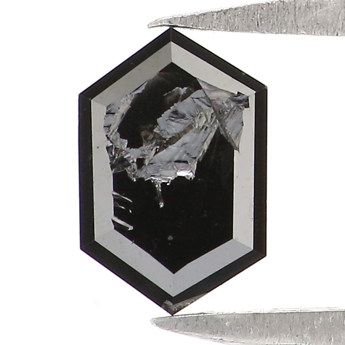 0.45 CT Natural Loose Hexagon Shape Diamond Black Color Hexagon Diamond 6.35 MM Natural Loose Black Color Hexagon Rose Cut Diamond KQ2640