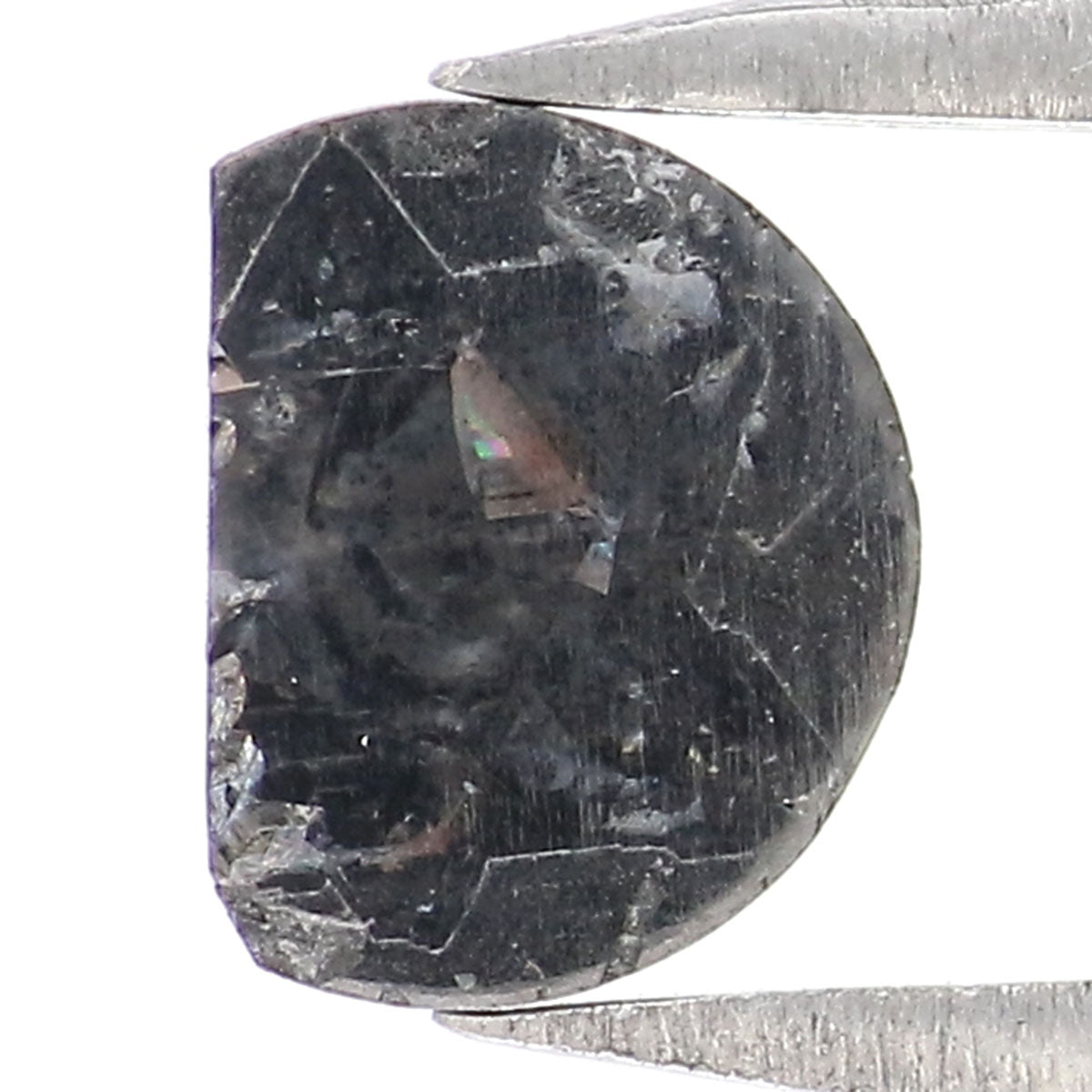 Natural Loose Half Moon Shape Black Color Diamond 0.46 CT 5.95 MM Half Moon Shape Rose Cut Diamond L8892