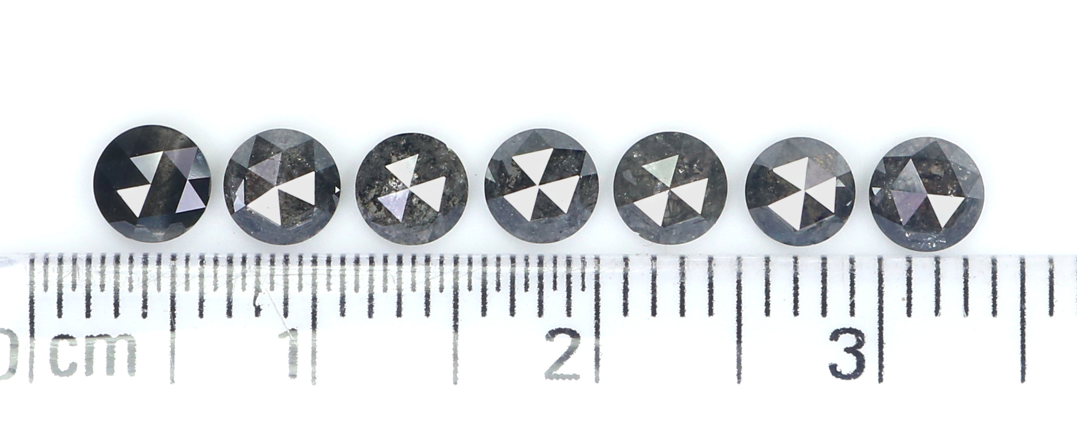 Natural Loose Rose Cut Salt And Pepper Diamond Black Grey Color 1.97 CT 3.88 MM Rose Cut Shape Diamond L2381