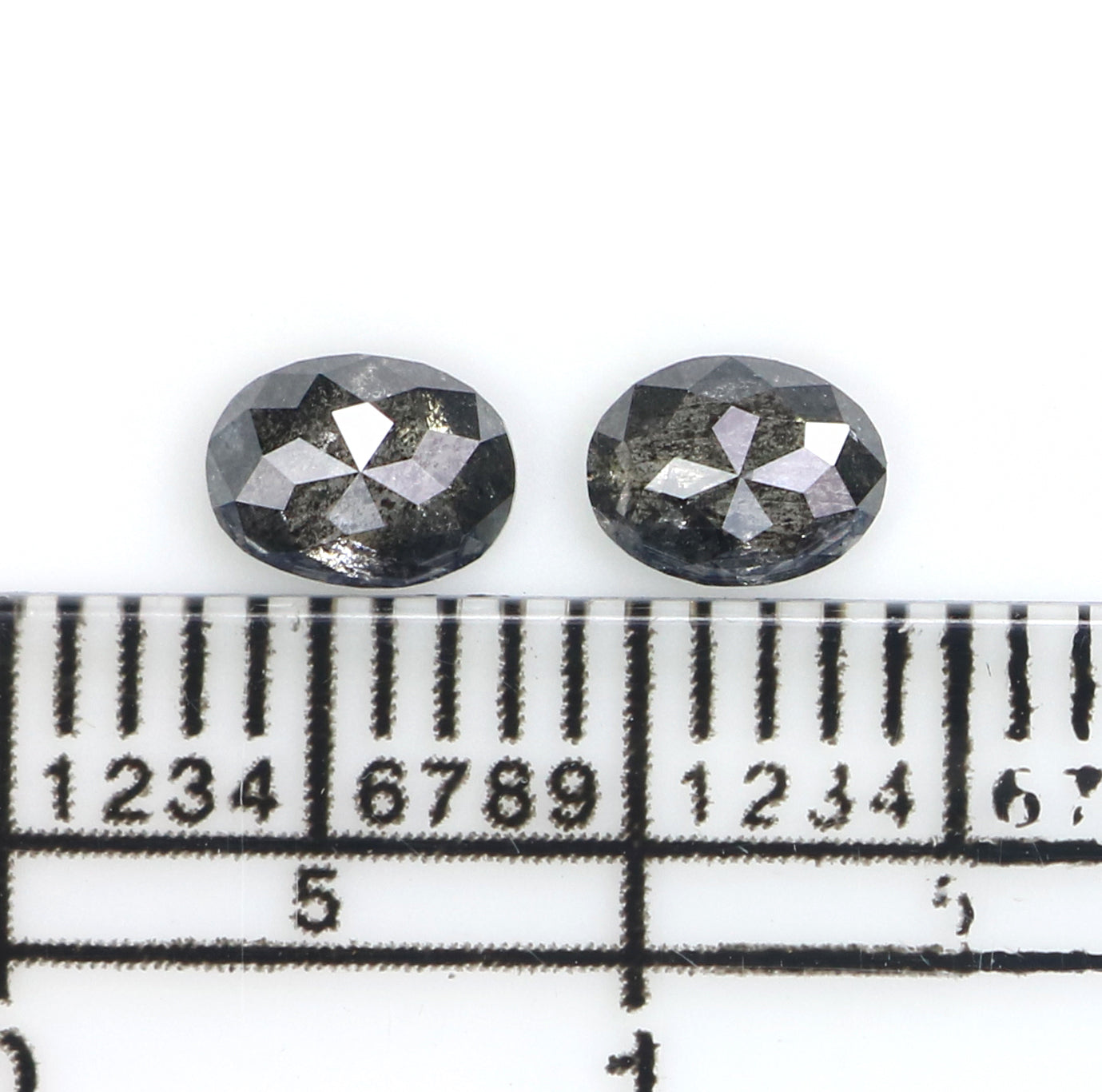 0.60 CT Natural Loose Oval Pair Diamond Black Grey Color Oval Cut Diamond 4.75 MM Salt And Pepper Oval Diamond Oval Cut Pair Diamond LQ2558
