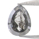Natural Loose Pear Salt And Pepper Diamond Black Grey Color 0.43 CT 5.32 MM Pear Shape Rose Cut Diamond KR2540