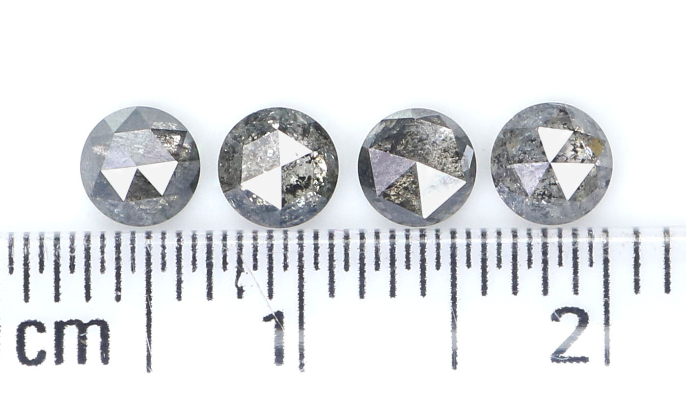 1.04 Ct Natural Loose Round Rose Cut Diamond Salt And Pepper Round Shape Diamond 3.90 MM Natural Black Grey Round Rose Cut Diamond KQ2548