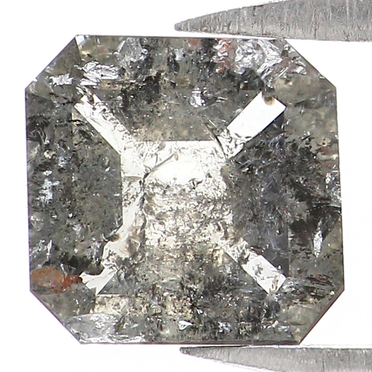 0.60 CT Natural Loose Radiant Shape Diamond Salt And Pepper Radiant Cut Diamond 6.00 MM Natural Black Grey Radiant Rose Cut Diamond LQ7457