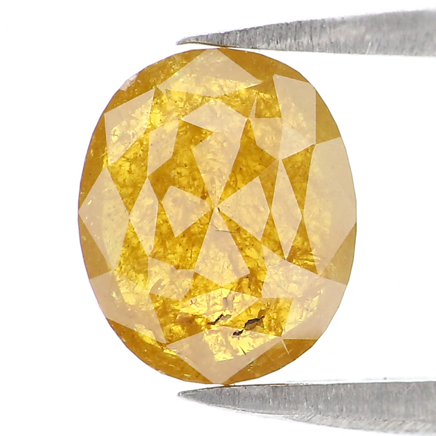 1.27 CT Natural Loose Oval Shape Diamond Yellow Color Oval Cut Diamond 8.10 MM Natural Yellow Color Diamond Oval Rose Cut Diamond LQ2648