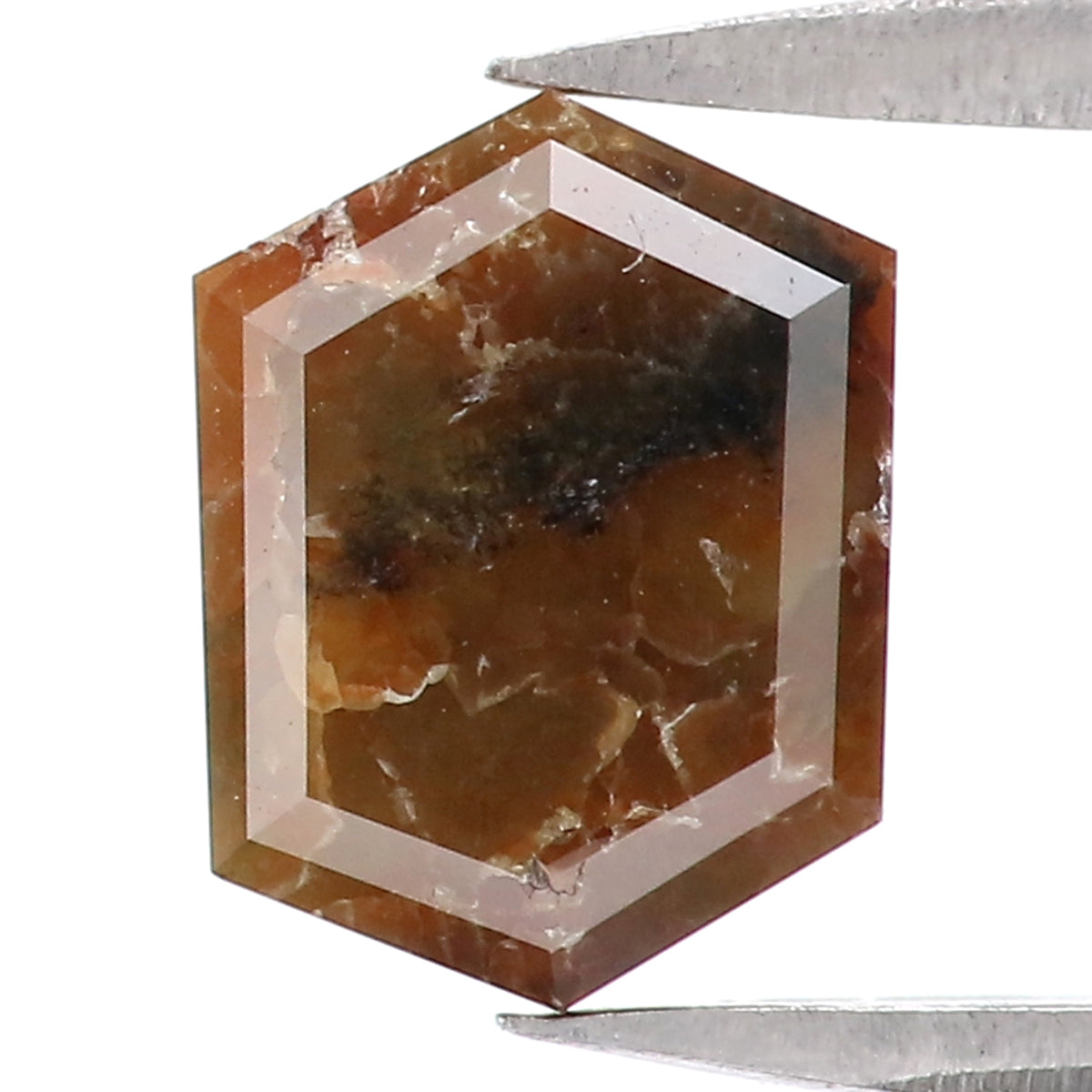 1.32 CT Natural Loose Hexagon Shape Diamond Brown Color Hexagon Cut Diamond 7.45 MM Natural Brown Color Hexagon Rose Cut Diamond KQ2522