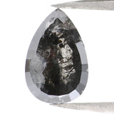 Natural Loose Pear Salt And Pepper Diamond Black Grey Color 2.42 CT 10.40 MM Pear Shape Rose Cut Diamond KDL2131