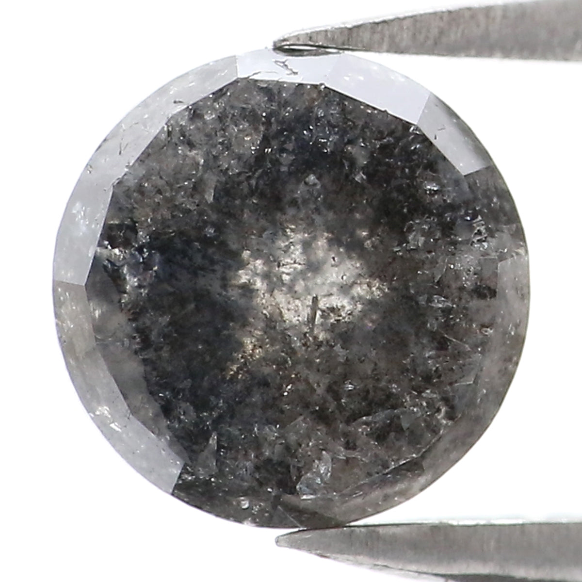 1.77 Ct Natural Loose Round Rose Cut Diamond Salt And Pepper Round Shape Diamond 6.95 MM Natural Black Grey Round Rose Cut Diamond LQ9888