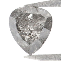 Natural Loose Heart Salt And Pepper Diamond Black Grey Color 0.73 CT 5.54 MM Heart Shape Rose Cut KDL2469