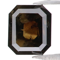 Natural Loose Emerald Shape Black Brown Color Diamond 0.78 CT 6.00 MM Emerald Shape Rose Cut Diamond L7974