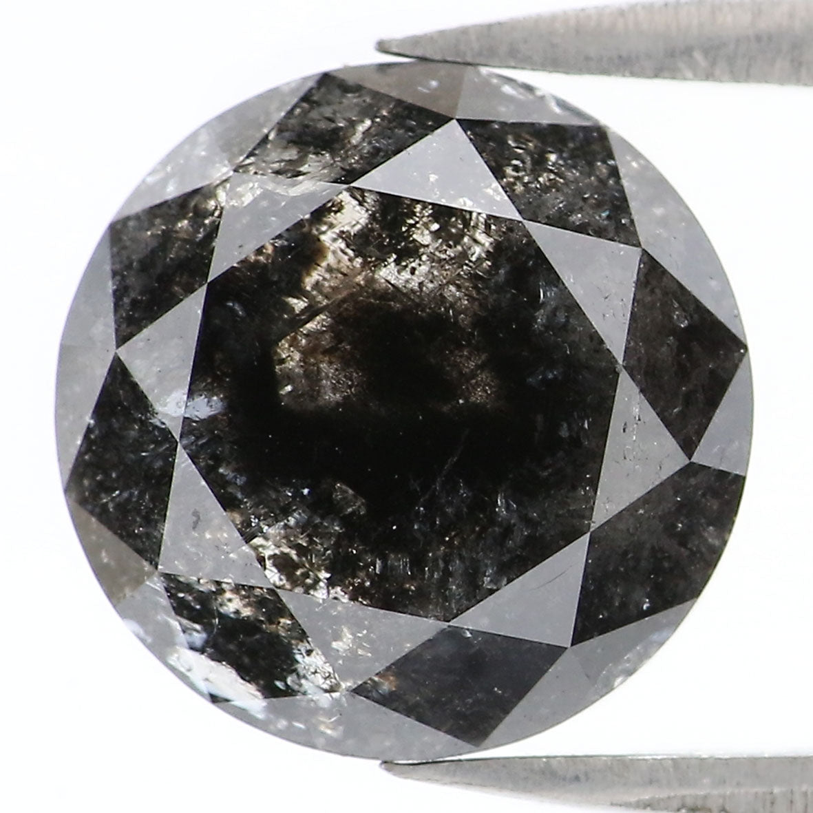 3.60 Ct Natural Loose Round Rose Cut Diamond Black Grey Color Rose Cut Diamond 9.30 MM Natural Loose Salt And Pepper Rose Cut Diamond QL2130