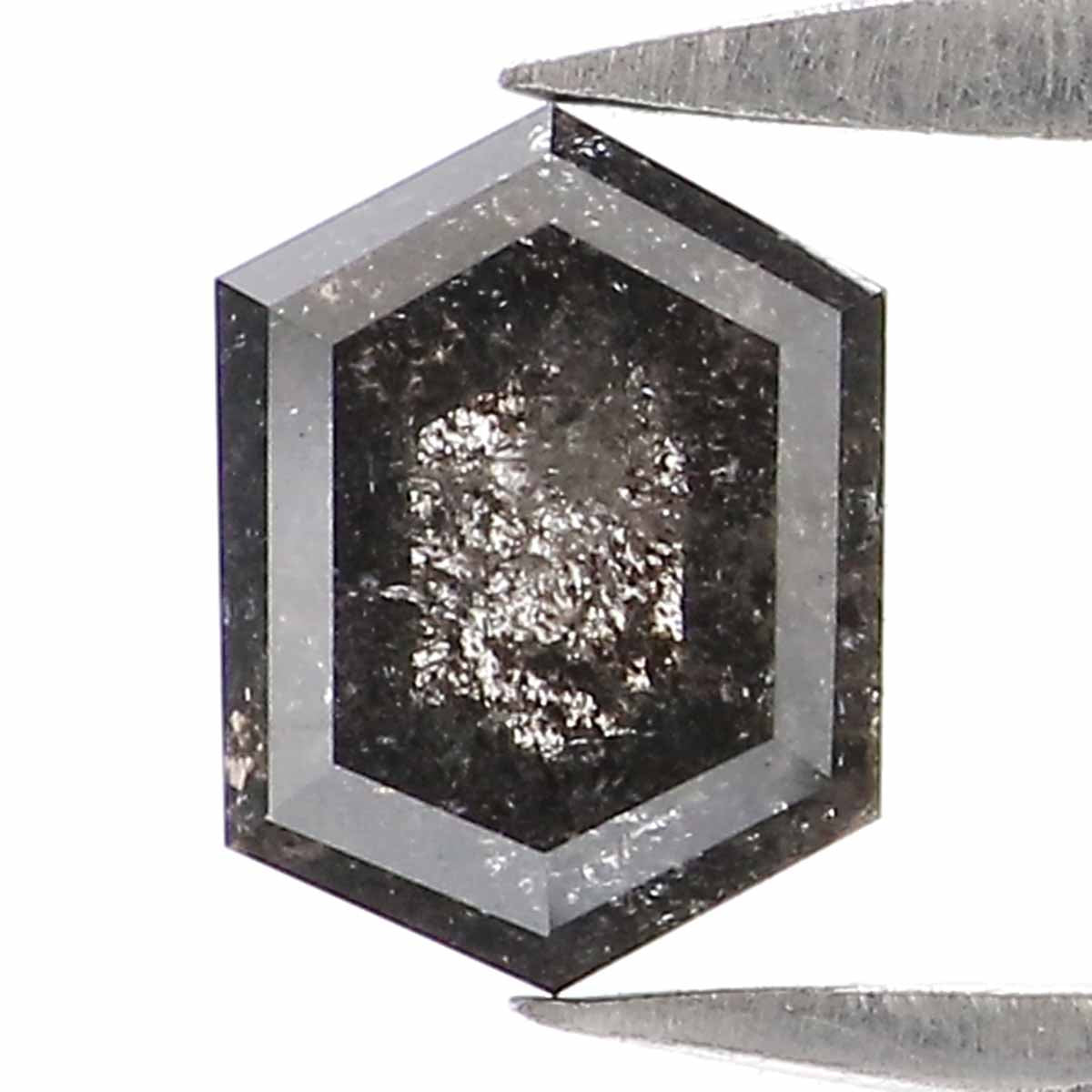 0.50 CT Natural Loose Hexagon Cut Diamond Salt And Pepper Hexagon Diamond 5.35 MM Natural Loose Black Grey Color Hexagon Cut Diamond KQ2541