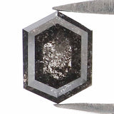 Natural Loose Hexagon Black Grey Salt And Pepper Color Diamond 0.50 CT 5.35 MM Hexagon Shape Rose Cut Diamond KR2541