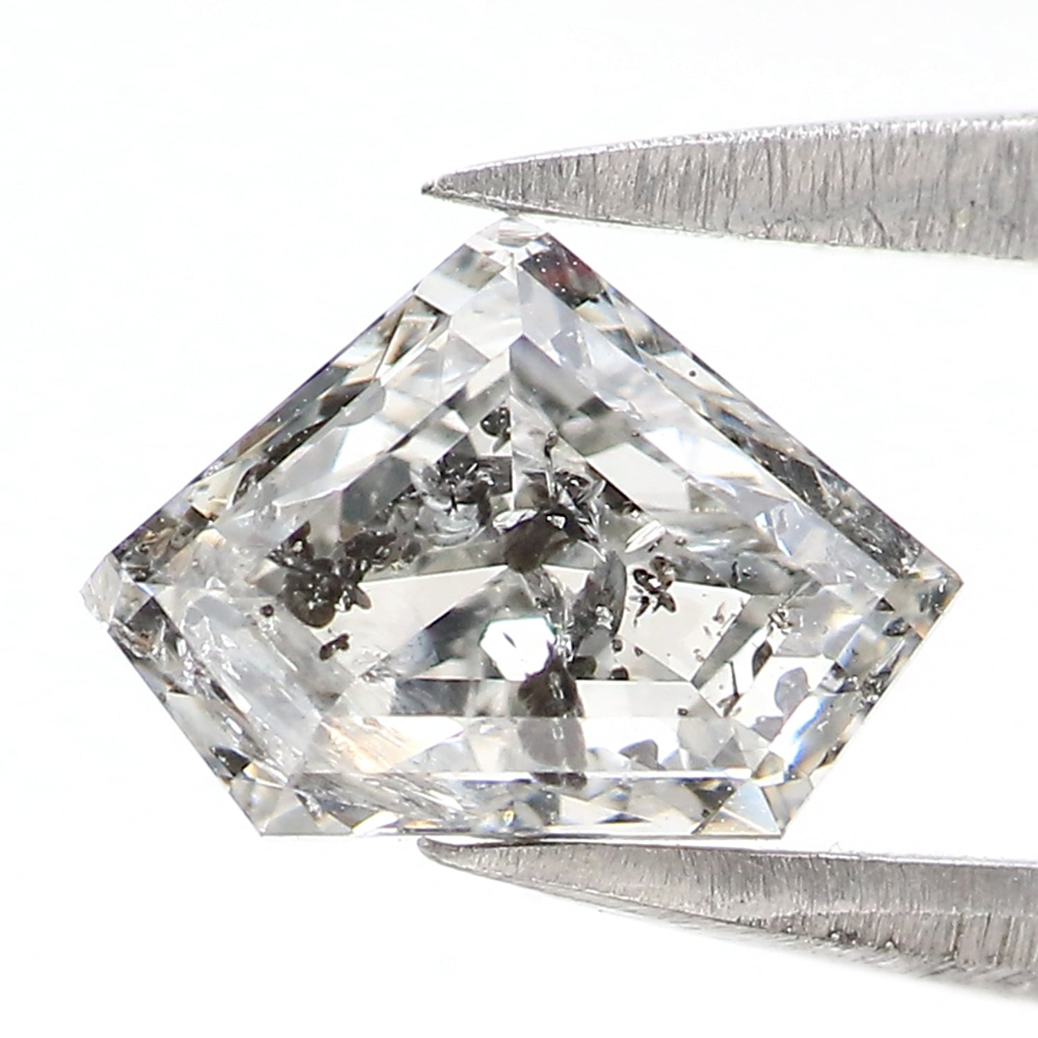 1.12 Ct Natural Loose Shield Shape Diamond Salt And Pepper Diamond 5.60 MM Natural Diamond Black Grey Color Shield Rose Cut Diamond QL2593