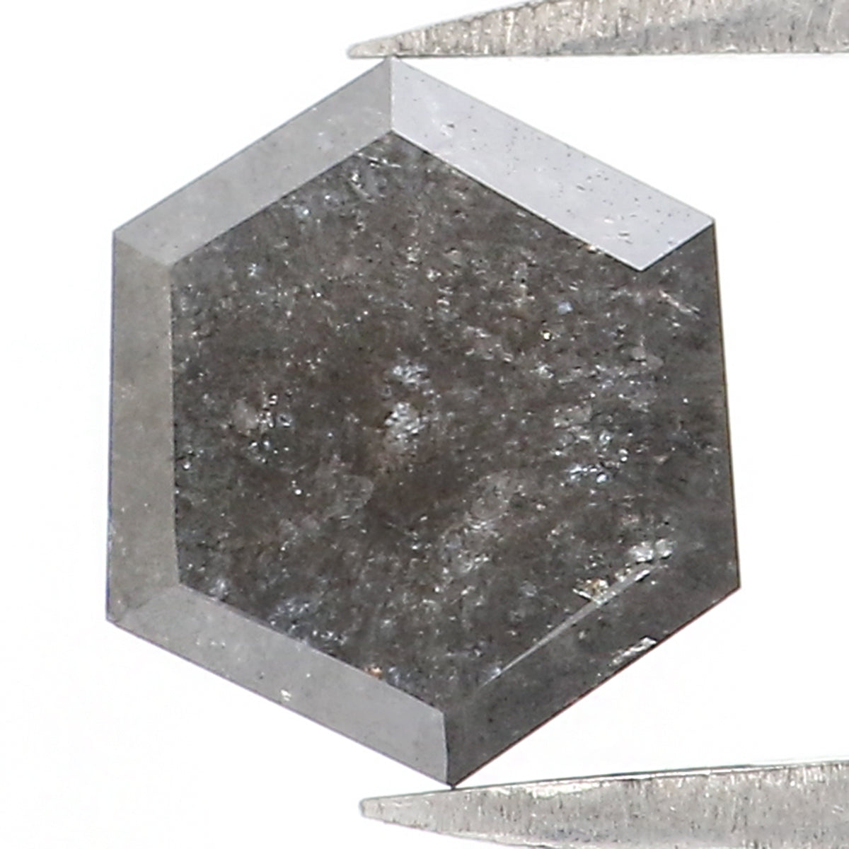 0.98 CT Natural Loose Hexagon Cut Diamond Salt And Pepper Hexagon Diamond 6.00 MM Natural Loose Black Grey Color Hexagon Cut Diamond KQ1458