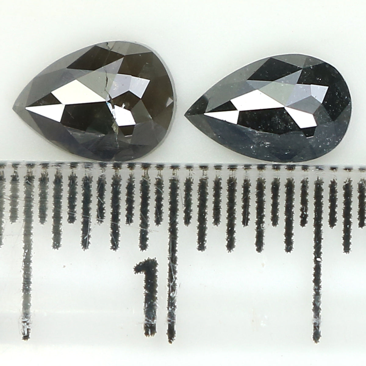 0.73 CT Natural Loose Pear Cut Pair Diamond Salt And Pepper Pear Shape Diamond 5.65 MM Natural Black Grey Color Pear Rose Cut Diamond KQ2386