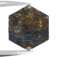 Natural Loose Hexagon Diamond Black Brown Color 2.36 CT 10.47 MM Hexagon Shape Rose Cut Diamond KR1556