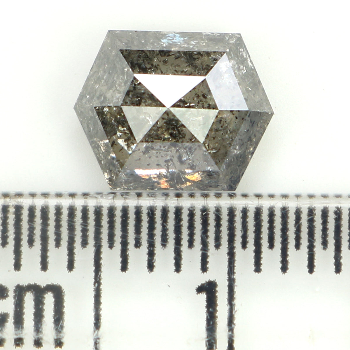 1.41 CT Natural Loose Hexagon Shape Diamond Salt And Pepper Hexagon Diamond 7.50 MM Black Grey Color Hexagon Shape Rose Cut Diamond QL1262
