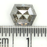 Natural Loose Hexagon Salt And Pepper Diamond Black Grey Color 1.41 CT 7.50 MM Hexagon Shape Rose Cut Diamond KDL1262