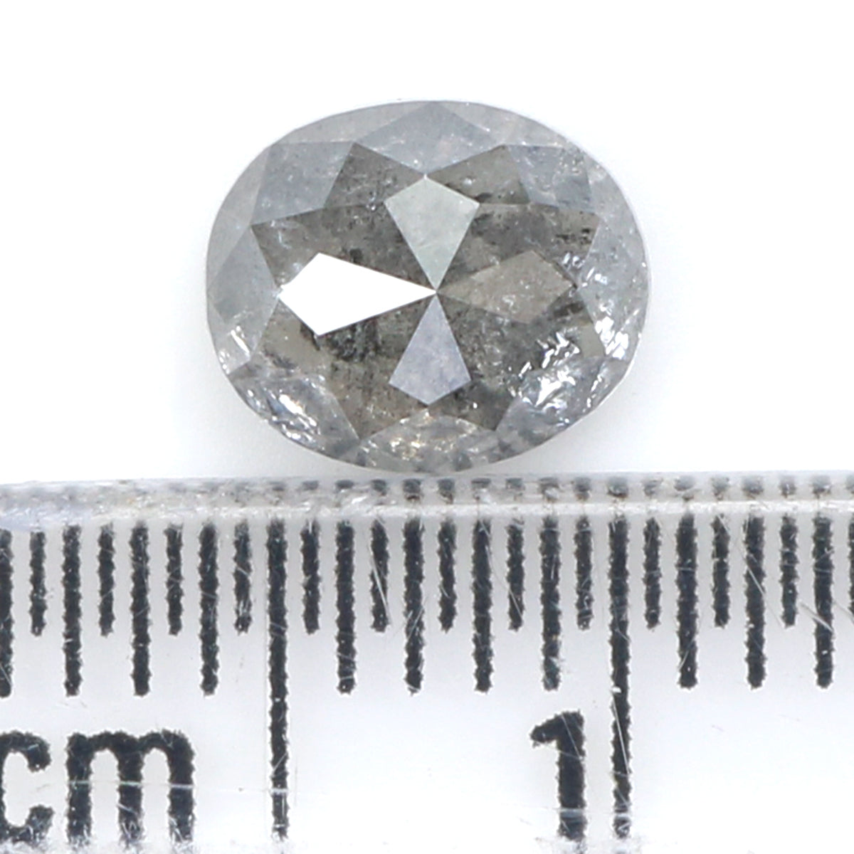 1.06 CT Natural Loose Oval Shape Diamond Salt And Pepper Oval Rose Cut Diamond 6.55 MM Black Grey Color Oval Shape Rose Cut Diamond QL1791