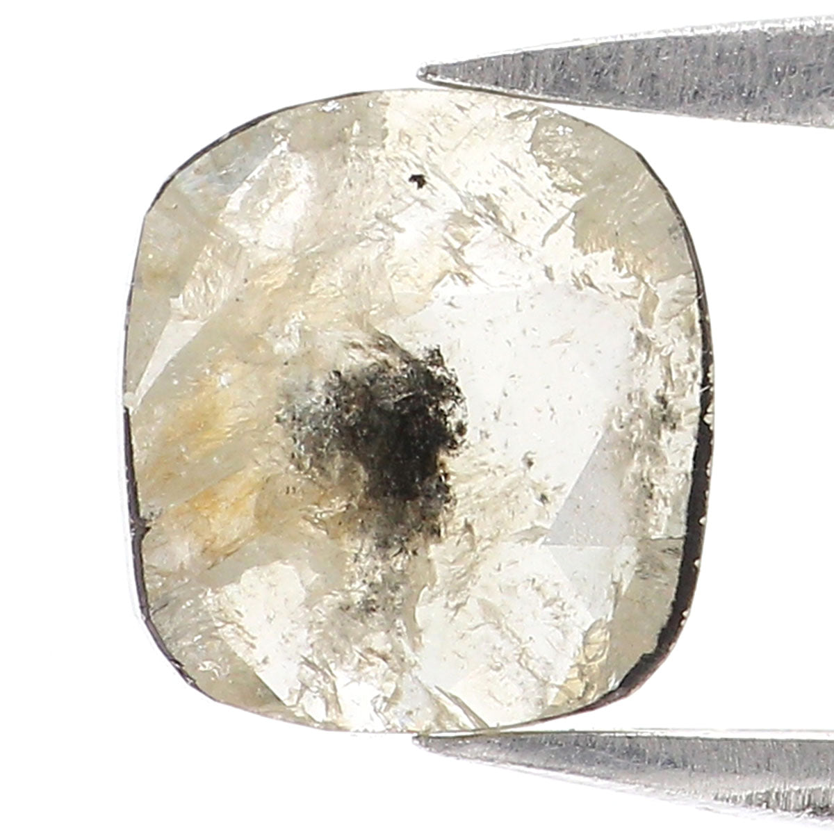 0.71 CT Natural Loose Cushion Shape Diamond Salt And Pepper Cushion Diamond 6.50 MM Natural Black Grey Color Cushion Rose Cut Diamond LQ7008