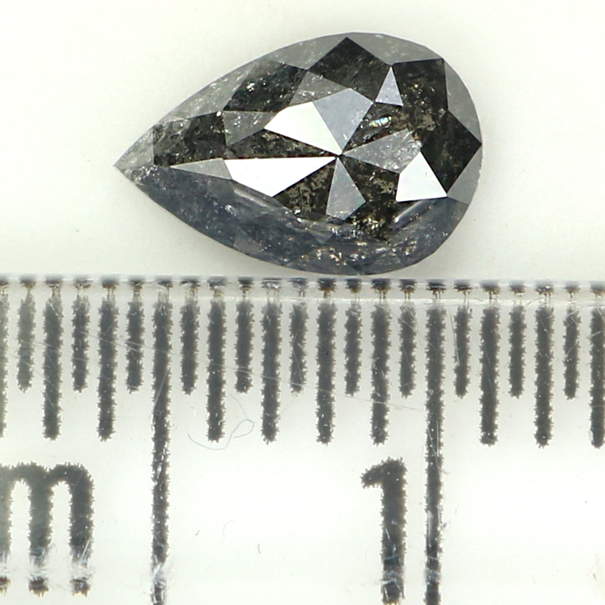 0.63 CT Natural Loose Pear Shape Diamond Salt And Pepper Pear Rose Cut Diamond 6.80 MM Black Grey Color Pear Shape Rose Cut Diamond QK2397