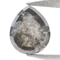 Natural Loose Pear Salt And Pepper Diamond Black Grey Color 0.48 CT 5.35 MM Pear Shape Rose Cut Diamond L7879